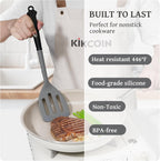 Kikcoin 43 PCS Silicone Kitchen Utensils Set, Cooking Utensils Set, Gray