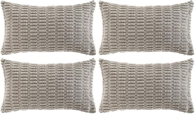 Fancy Homi 4 Packs Grey Decorative Throw Pillow Covers 12x20 Inch by Fancy+Homi