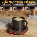 Mug Warmer Upgraded,Coffee Mug Warmer for Desk LEDs Light 3 Temp Settings (113-167°F) 1-12H Timer 4 H Auto Shut Off Beverage Cup Candle Warmer for Coffee Tea Milk(Wood Grain)