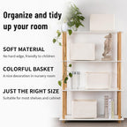 4 Pack Storage Baskets for Organizing Toys, Towels, and Clothes, Woven Basket for Shelves, Sturdy Nursery Cube Bins for Storage, 13''L x9''W x7.8''H, White