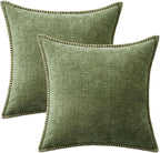 MIULEE Pack of 2 Couch Throw Pillow Covers 18x18 Inch Sage Green Farmhouse - Image 6
