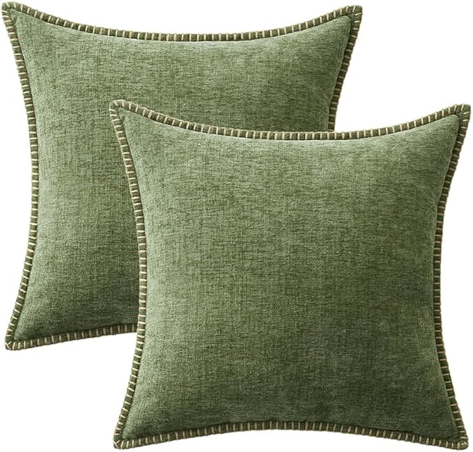 MIULEE Pack of 2 Couch Throw Pillow Covers 18x18 Inch Sage Green Farmhouse - Image 6