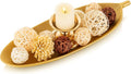 Hanobe Decorative Trays for Home Decor, Leaf Shaped Wood Key Bowl