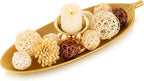 Hanobe Decorative Trays for Home Decor, Leaf Shaped Wood Key Bowl