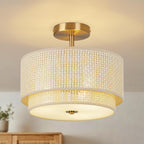 Semi Flush Mount Ceiling Light Fixture,Bedroom Ceiling Light,12.6'' Light Fixtures Ceiling Mount,Drum Light Fixture,3-Light Modern Close to Ceiling Lamps for Living Room Dining Room Kitchen Entryway