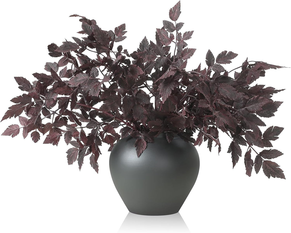 Lyrow 6 Pack 18 Inches Fall Stem Artificial Cimicifuga Plum Leaf Spray