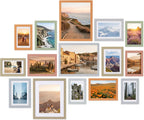 Fixwal Picture Frames Set, 15 Pack, MDF, Soft Earth Tones, 8x10, 5x7, 4x6