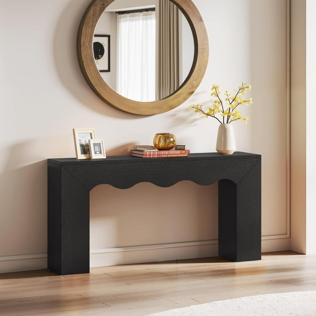 Tribesigns 63" Farmhouse Console Table with Wavy Edge