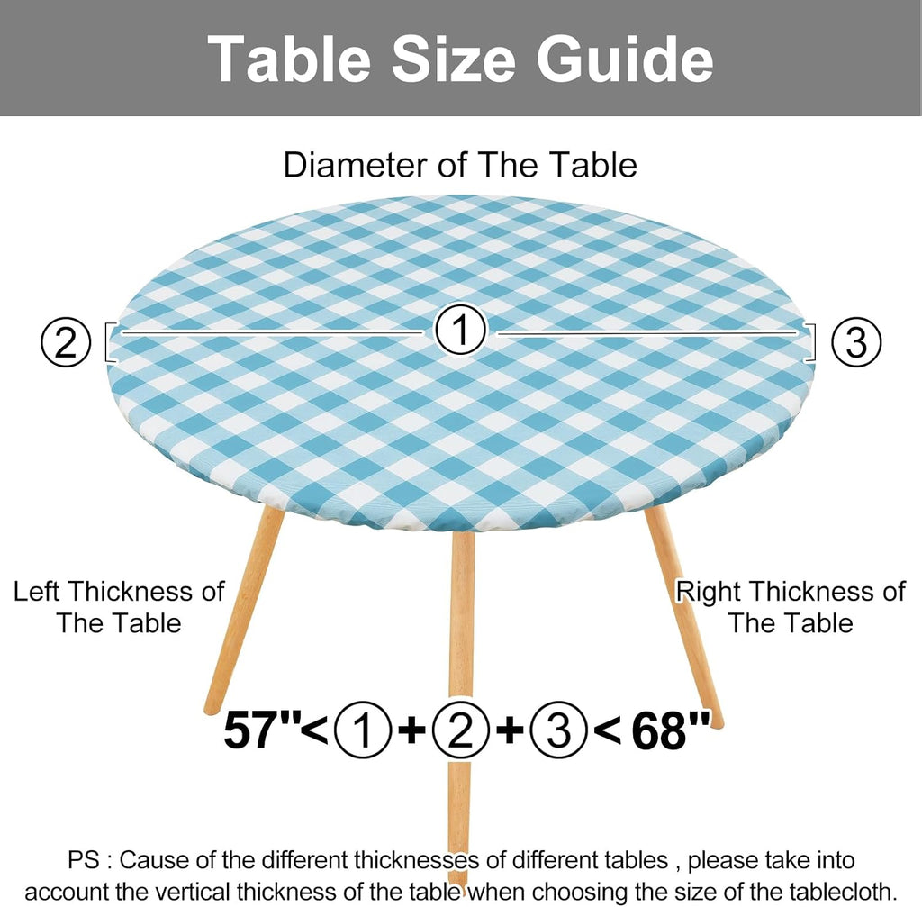 Smiry 57"-68" Picnic Table Cloth, Flannel Backed Vinyl Fitted Tablecloths