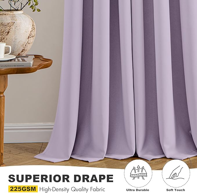 MIULEE Lilac Blackout Curtains for Bedroom Living Room 45 Inches Long 2 Panels - Image 5