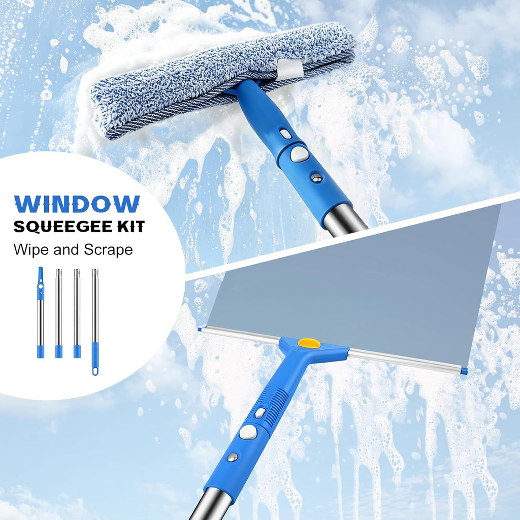 Window Cleaning Kit with Bucket 3 Gallon for Home Outdoor, Blue