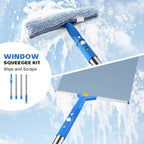 Window Cleaning Kit with Bucket 3 Gallon for Home Outdoor, Blue