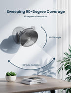 10 Inch Quiet Wall Mount Oscillating Fan with Remote & Timer, 4-Speed Portable Air Circulator for RV Indoor Use, Adjustable Tilt with 5.9ft Adapter, 90° Cooling for Home Office Bedroom Bathroom