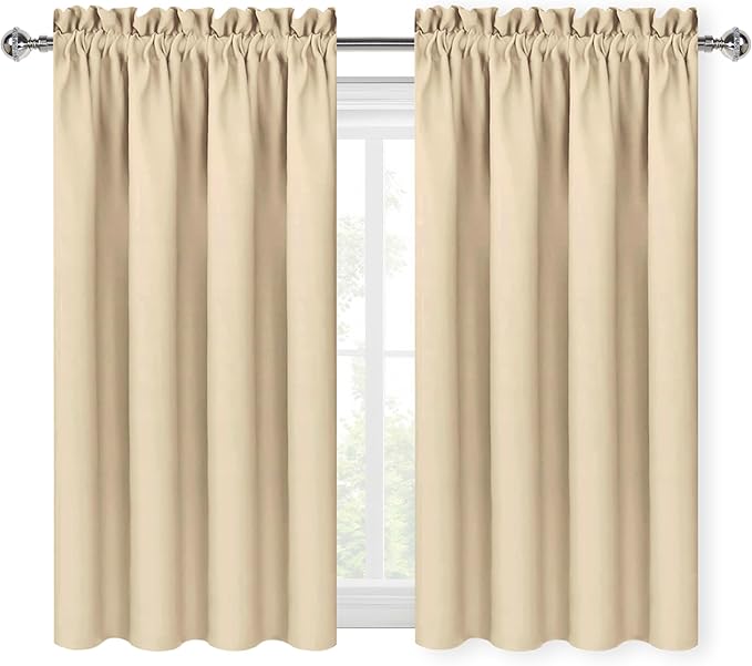 DWCN Beige Blackout Curtains for Bedroom – Rod Pocket Thermal Insulated Energy - Image 9