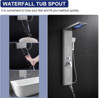 ROVATE 5 in 1 Shower Panel Tower System with LED Lights, Brushed
