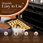 Nonstick Bakeware Set 8 Piece - Stackable Baking Pan Set, Oven safe 450°F, Carbon Steel Baking Set with Muffin, Loaf, Cookie Sheets & Roaster, Easy Storage, BPA-Free (Dark Brown)