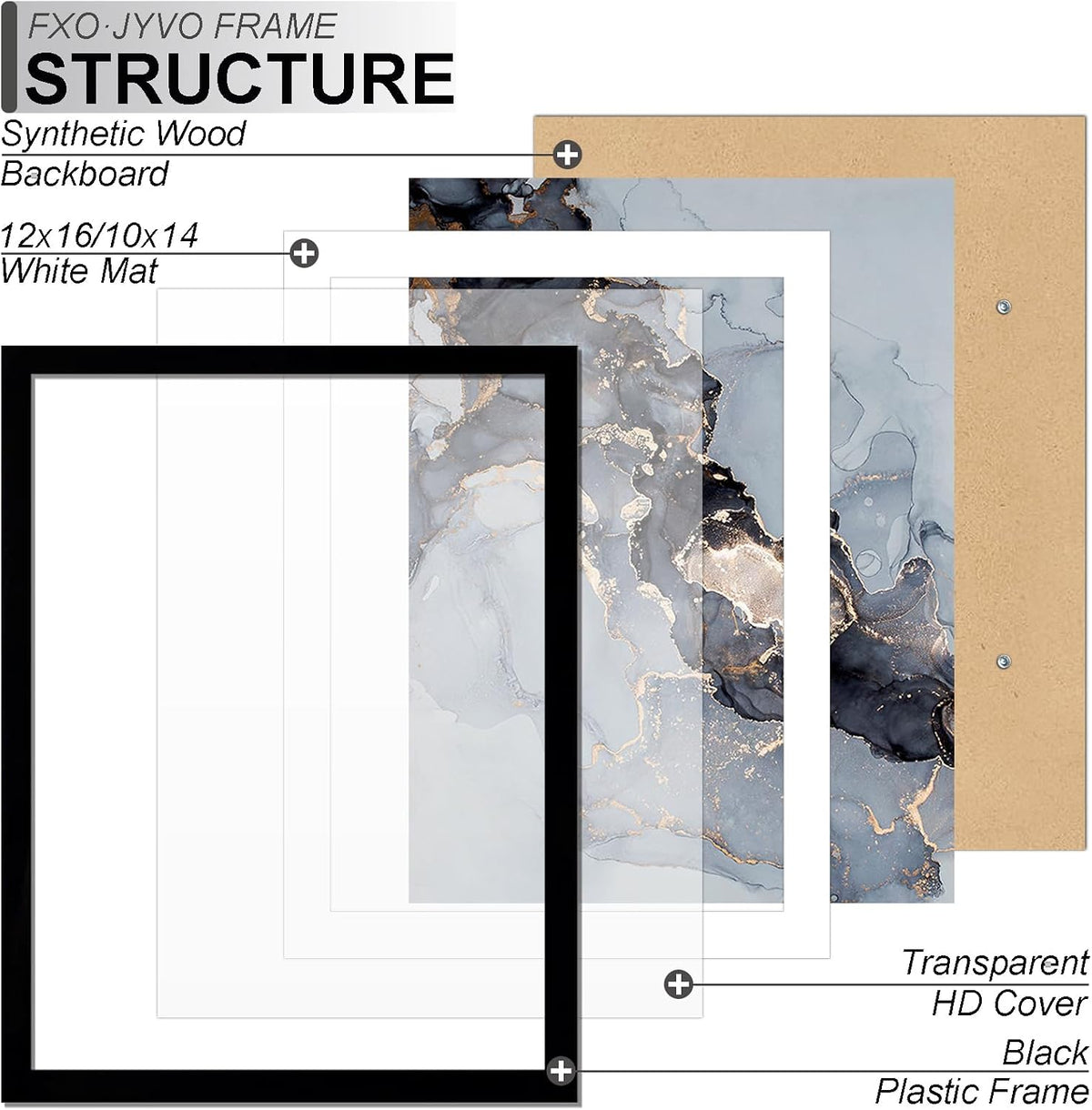 2 Pcs 12 x 16 Frame Black Display Diamond Art Painting 30x40cm, 10x14 Mat