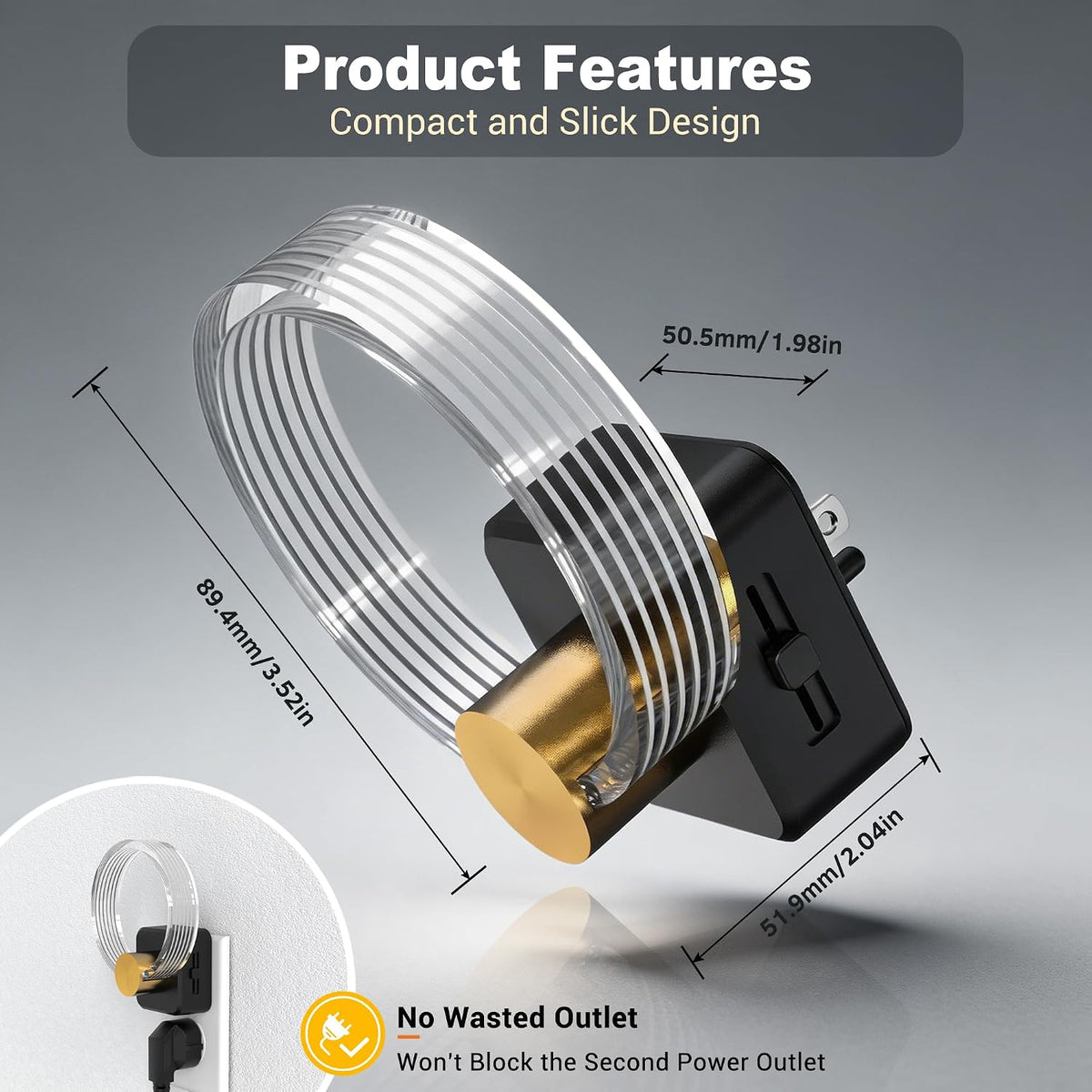 JandCase Night Light, Night Lights Plug into Wall, Dimmable Nightlight