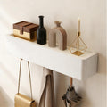 CycleCrew Solid Wood Wall Mounted Coat Rack with Shelf Hooks - Modern Floating Shelves with 5 Hidden Hooks, Heavy Duty Entryway Coat Key Holder Hanger for Hallway Bathroom Bedroom Home Decor