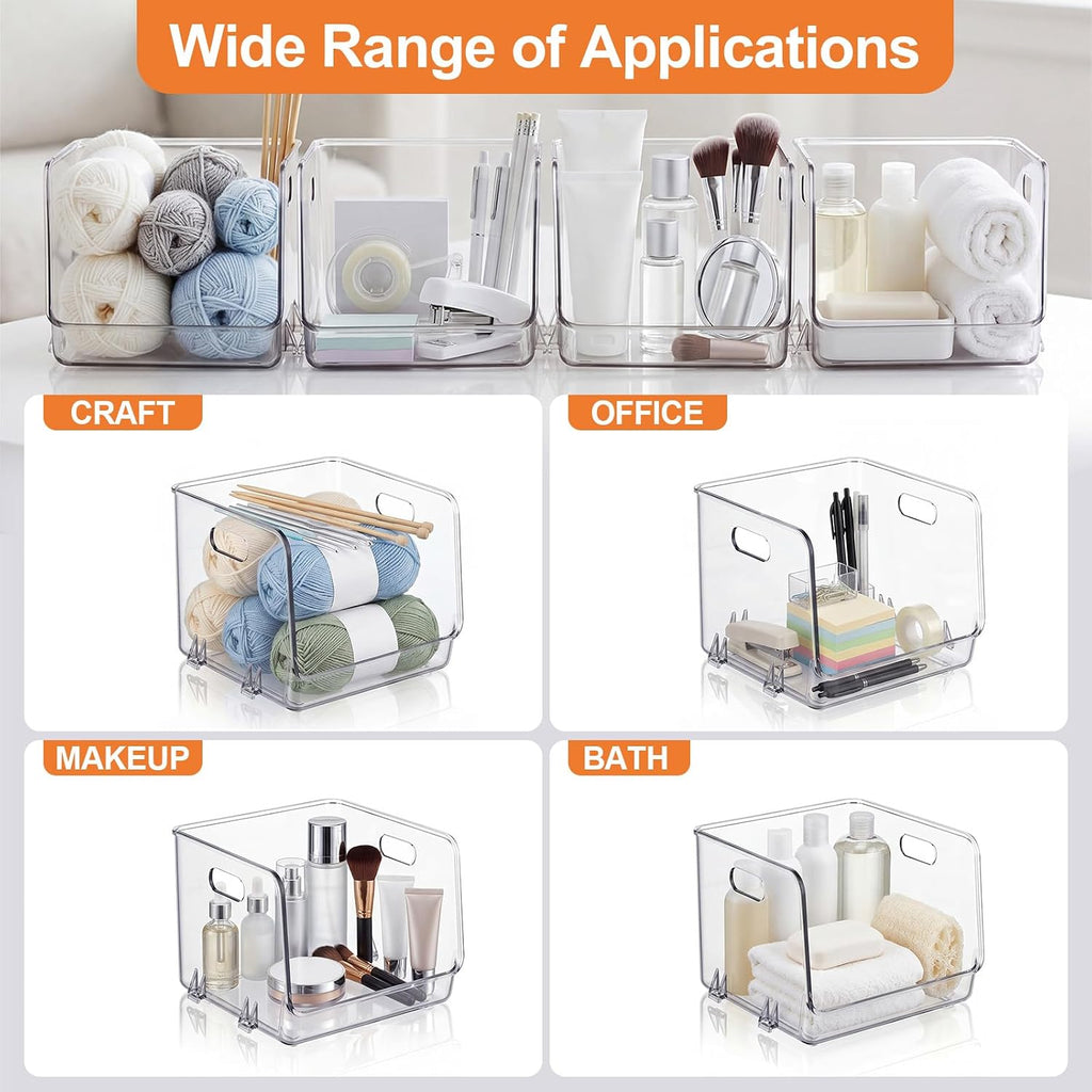 9 Pcs Clear Plastic Storage Bins Stackable Pantry Organizer
