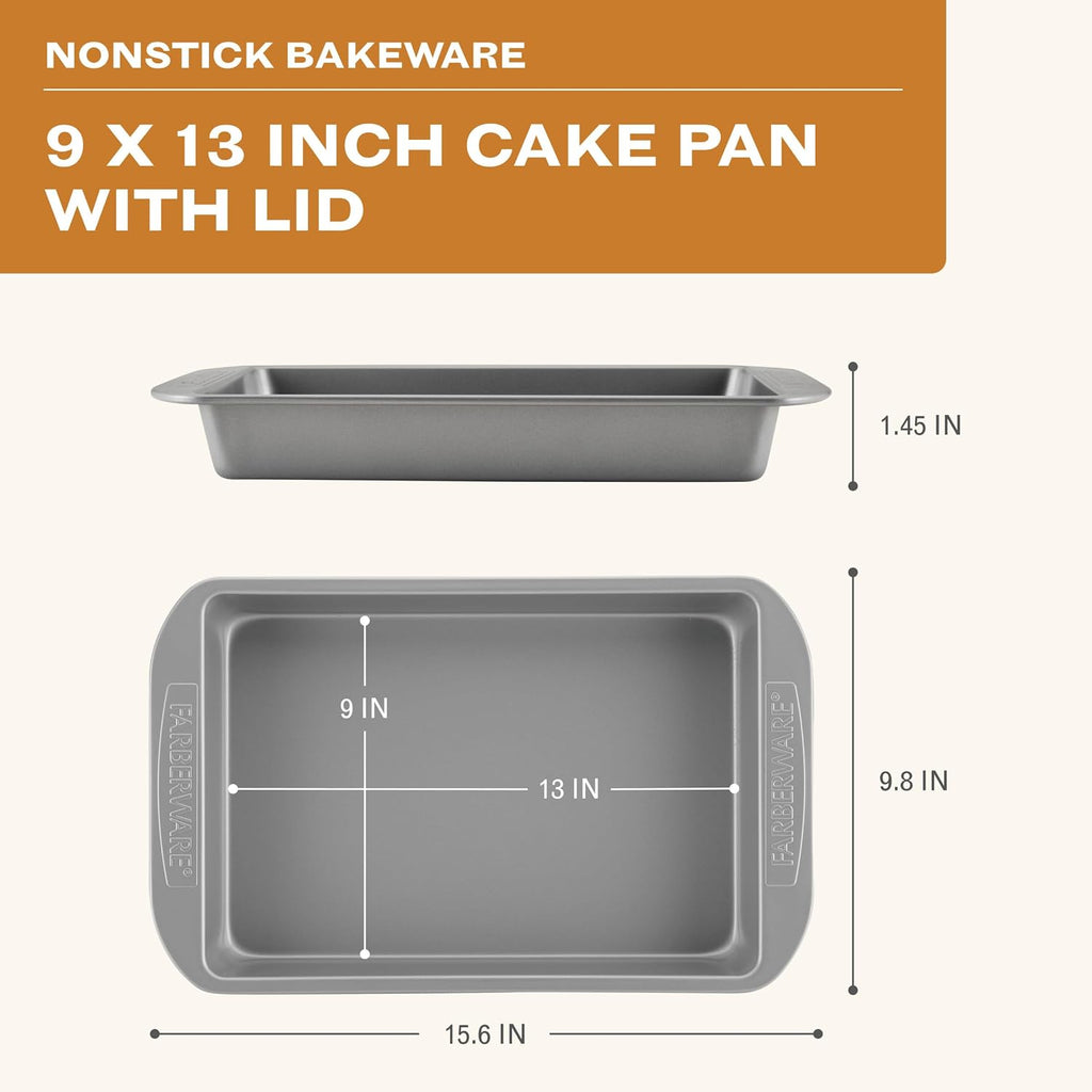 Farberware Nonstick Bakeware 9-Inch x 13-Inch Rectangular Cake Pan, Gray