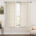 Warm Beige Linen Curtains 63 Inches Long 2 Panel Sets by Nanspring