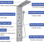 6 IN 1 Shower Panel Tower System Stainless Steel Wall Mounted