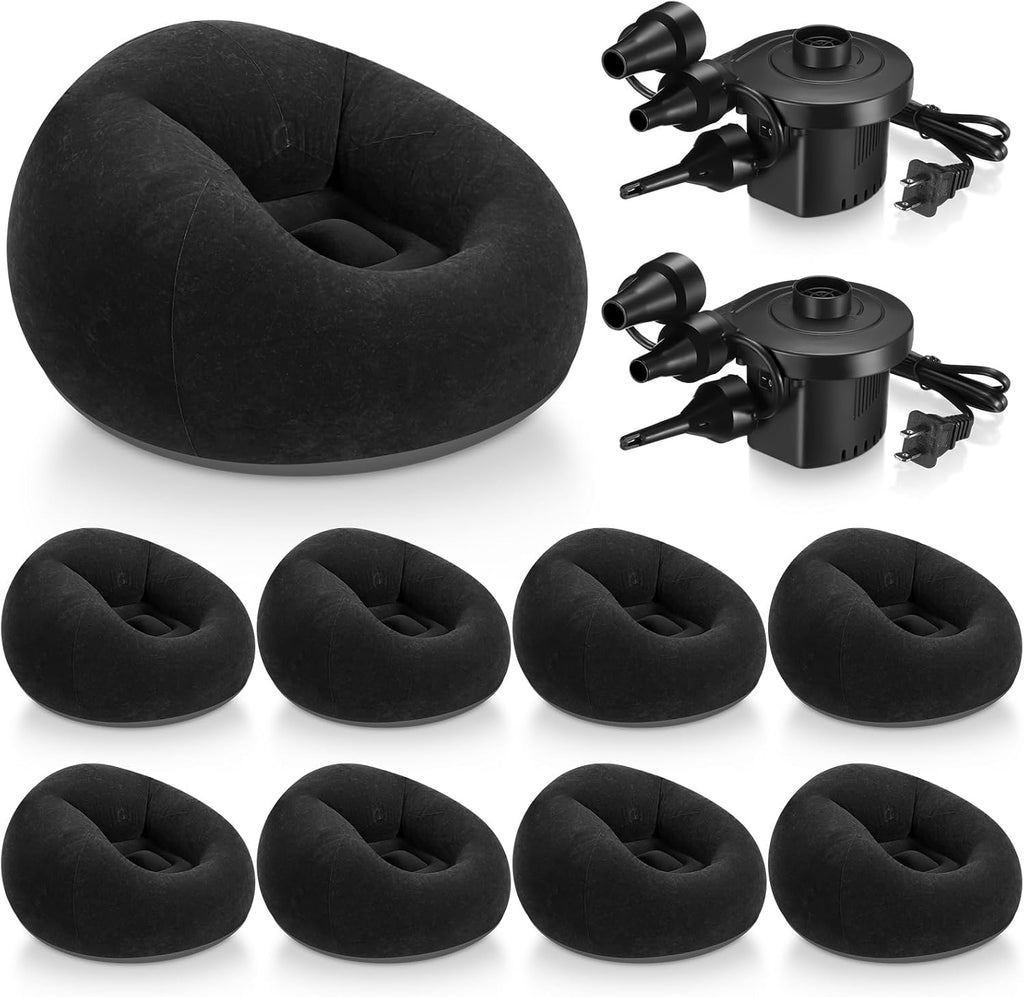 Realspring 6 Pcs Inflatable Bean Bag Chairs, Electric Air Pump, Coffee