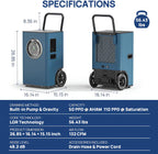 110 Pints LGR Commercial Dehumidifier with Pump and Drain Hose