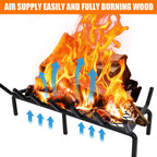 24 Inch Fireplace Grate with Ember Retainer,Cast Iron Fireplace Log Grate,Fireplace Log Holder,Heavy Duty Solid Steel Fireplace Wood Holder,Wood Stove Wrought Rack for Indoor Hearth Outdoor Fireplace