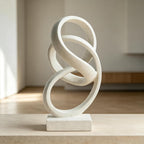 10" Modern Abstract Ribbon Decorative Sculpture, Knot Sculptures,Home Decor,Coffee Table Statues,Dining Living Room Desk Decor（White）