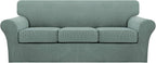 Turquoize 4 Piece Sofa Covers for 3 Cushion Couch Sofa Slipcover Soft Couch by Turquoize