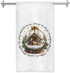 Christmas Nativity Christian Kitchen Towels, Matthew 1:21 Bible Verse Decor Dish Tea Towels for Kitchen, Winter Holiday Religious Xmas Hand Towel for Bathroom Decor, 16x24 Inches