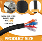 Poen 3 Pack 30ft Cord Protectors from Pets No Chew, 3/8 Inch, Pet Material