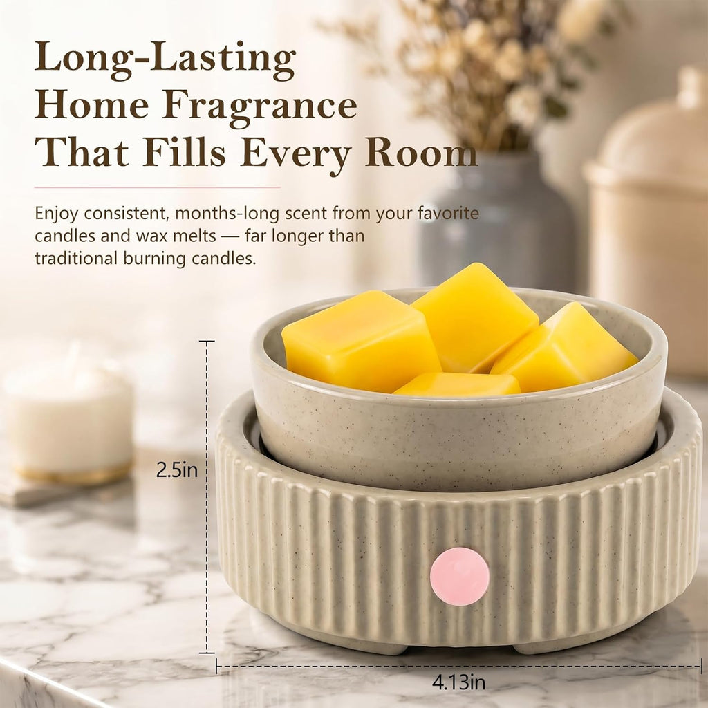Wax Melt Warmer with 4 Timer & PTC Heating- Ceramic Fragrance 3-in-1 Oil Burner Electric Candle Wax Melter for Home Office Bedroom Fragrance, Home Décor Choice