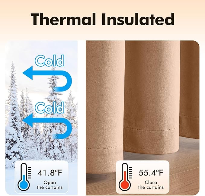 MIULEE Velvet Curtains Blush Beige Elegant Grommet Thermal Insulated Soundproof - Image 5