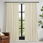 RYB HOME Beige Velvet Curtains 102 inches by RYBHOME
