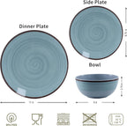 Melamine Dinnerware Set for 4, 12Pcs Dinnerware Sets, Mint Blue Plates And Bowls Sets Morden Dish Set Dishwasher Safe BPA Free(Green)