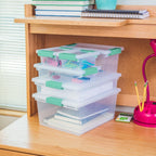 Sterilite Clip Box, Stackable Clear Plastic Bins- Large, 6-Pack