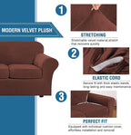 H.VERSAILTEX Modern Velvet Plush 4 Piece High Stretch Sofa Slipcover Furniture - Image 3