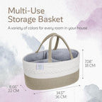 Baby Diaper Caddy Organizer, Cotton Nursery Baby Gift Basket with Handle Lid Baby Caddy Organizer, Portable Baby Basket Diapers & Wipes, Basket for Moms, Wheat Field - Large