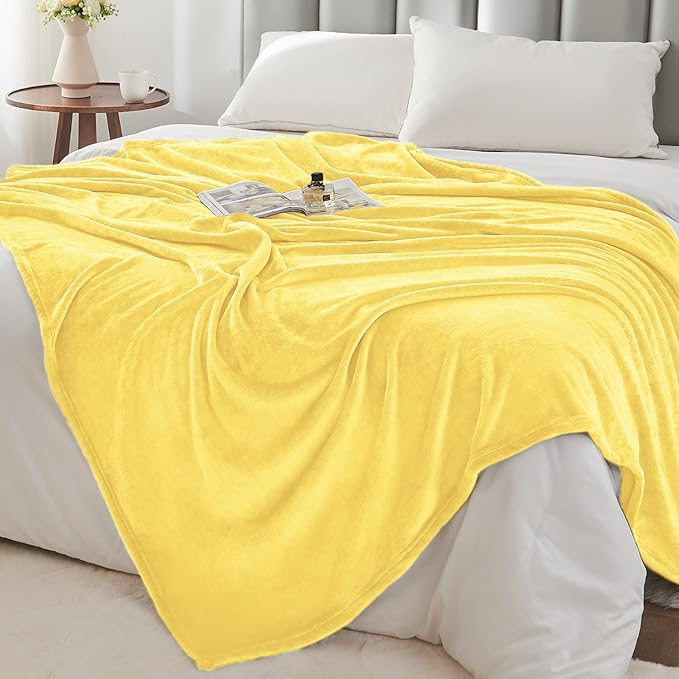 BEDELITE Fleece Blanket Twin Size Light Yellow Throw Blankets - Image 6
