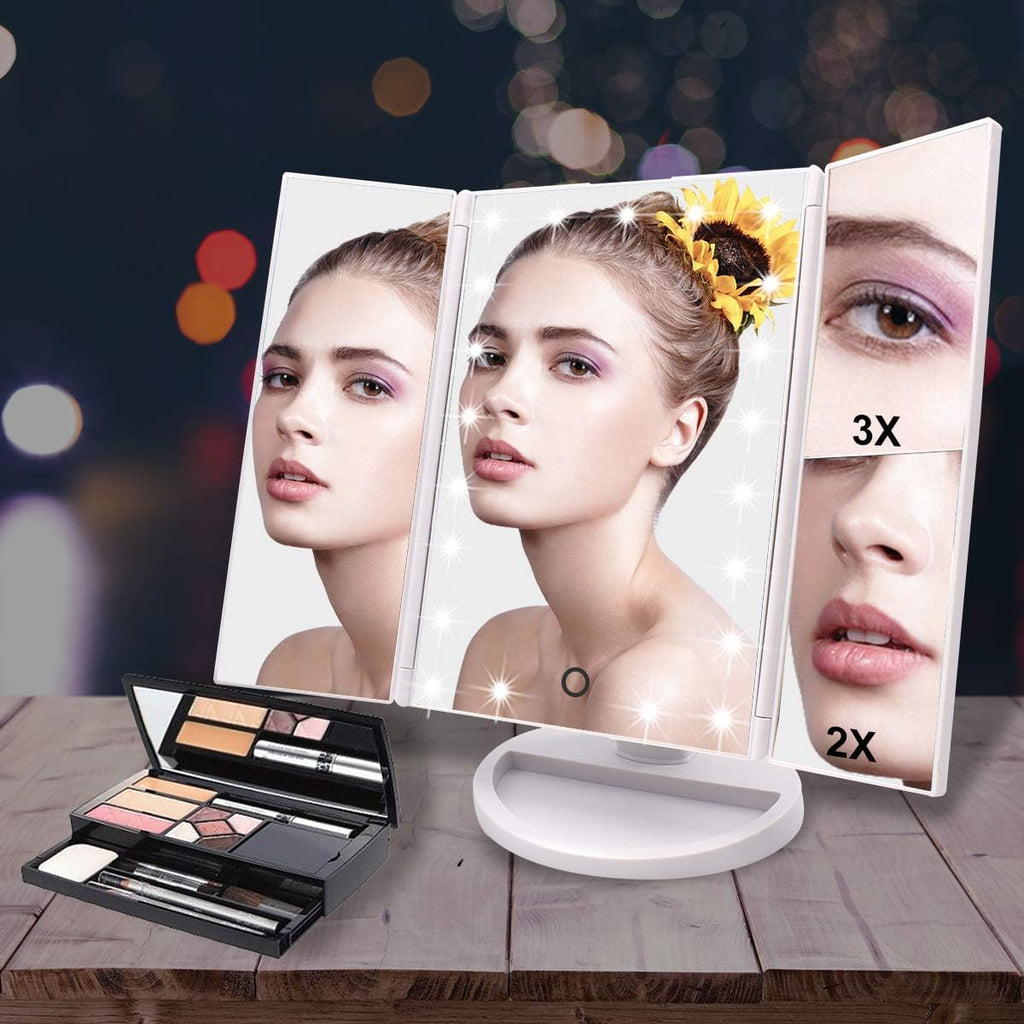 WEILY Makeup Mirror with 21 LED Lights,Two Power Supply Modes
