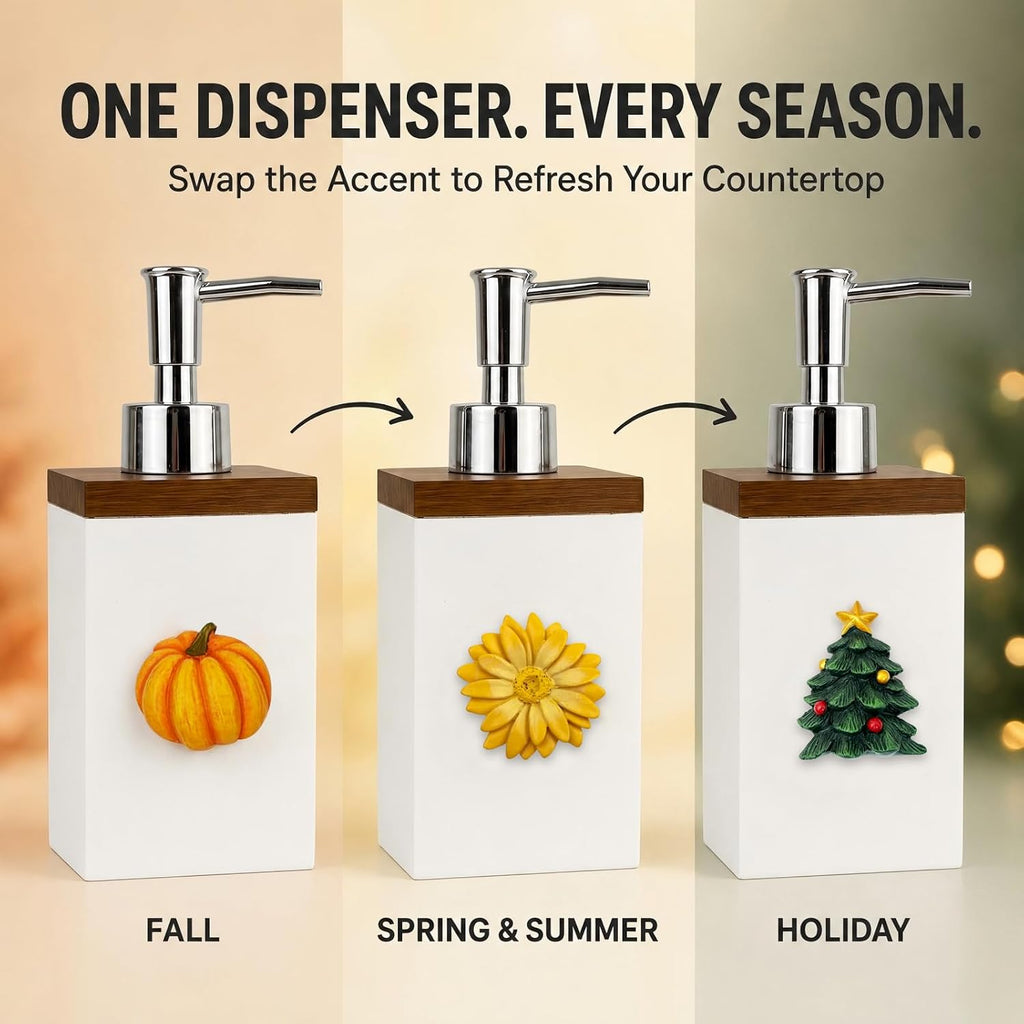 Seasonal Soap Dispenser with 9 Interchangeable Magnets for Holidays