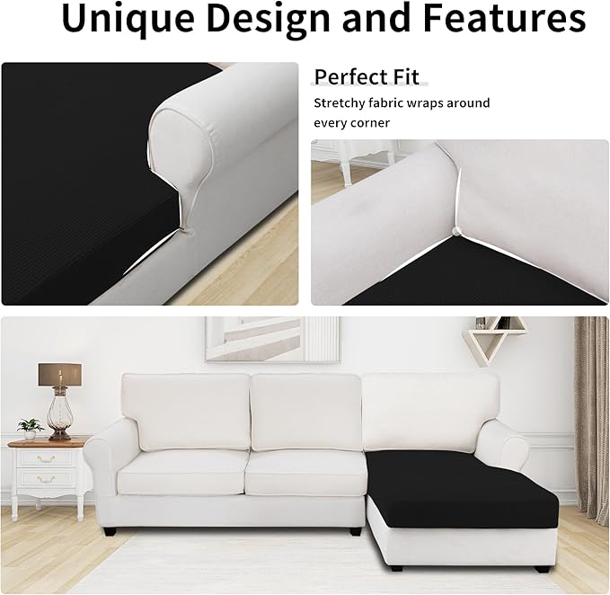 Easy-Going Stretch Sectional Couch Covers 1 Piece Chaise Lounge Slipcover L - Image 3