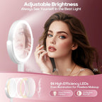 MOMOKUBA Makeup Mirror with Lights, 30X Magnifying & Height Adjustable, Lighted Magnifying Mirror with 3 Light Modes and Stepless Dimming, Vanity Mirrors for Bathroom, Birthday Gift for Women, White