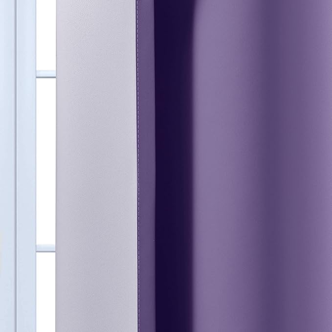 Yakamok Greyish White and Lavender Purple Ombre Curtains, Light Blocking - Image 6