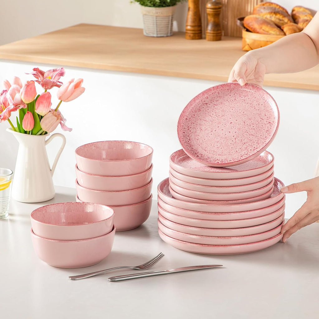 vancasso Reveal 18-Piece Ceramic Dinnerware Set for 6, Plates and Bowls Set