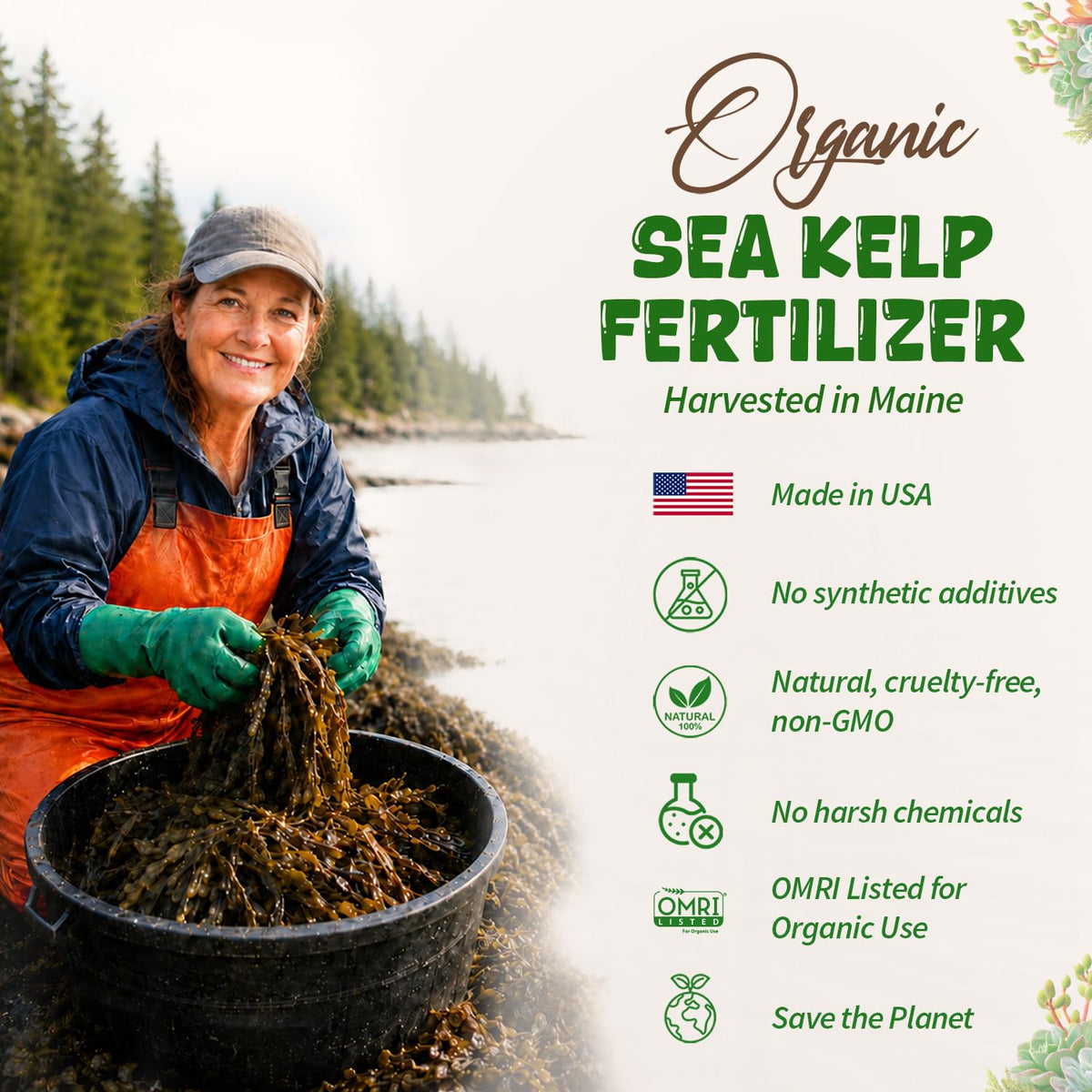 Organic Succulent Fertilizer, 2oz Makes 12 Gallons, Liquid Kelp Plant Food