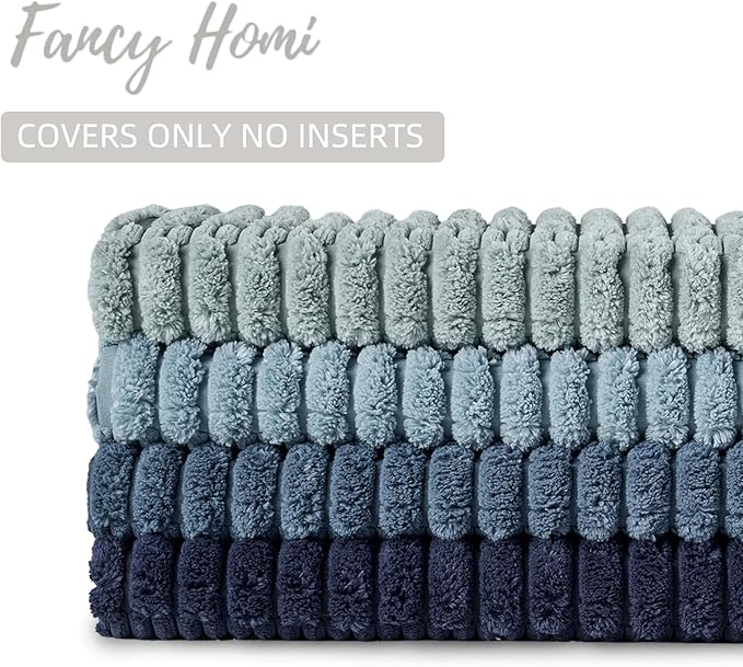 Fancy Homi Set of 4 Blue Lumbar Rectangle Decorative Throw Pillow Covers 16x24 - Image 4